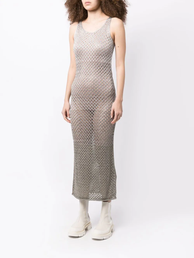 Shop Dion Lee Metallic Mesh Gown In Silver