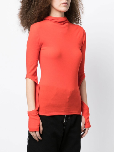 Shop Dion Lee Cut-out Detail Hooded Top In Red