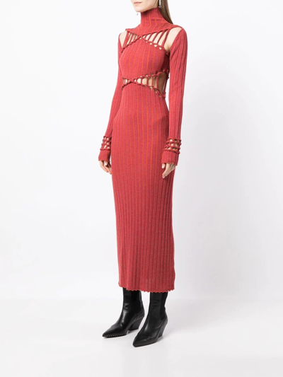 Shop Dion Lee X Braid Reflective Dress In Red