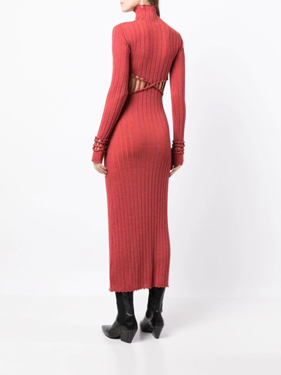 Shop Dion Lee X Braid Reflective Dress In Red
