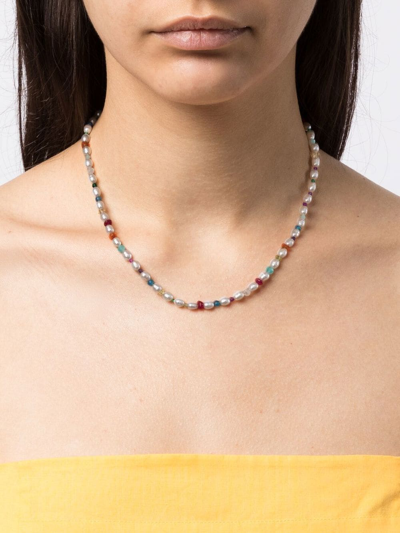 Dower & Hall Carnival Beaded Pearl Necklace In White