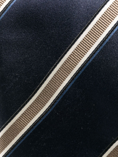 Brunello Cucinelli Navy Striped Tie In Blau