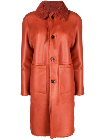 Yves Salomon Reversible Lambskin Coat In Red