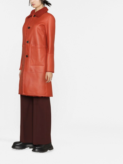 Yves Salomon Reversible Lambskin Coat In Red