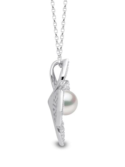 Yoko London 18kt White Gold Petal Pearl And Diamond Pendant In Silver