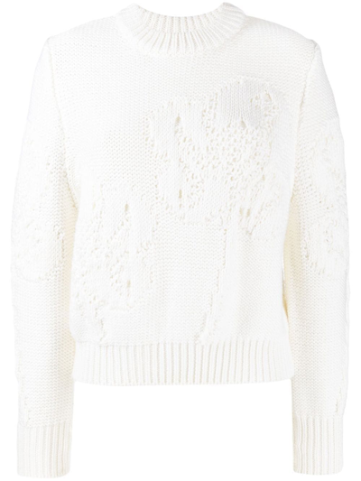 Shop Cecilie Bahnsen Open-knit Virgin Wool Jumper In White