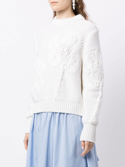 Shop Cecilie Bahnsen Open-knit Virgin Wool Jumper In White