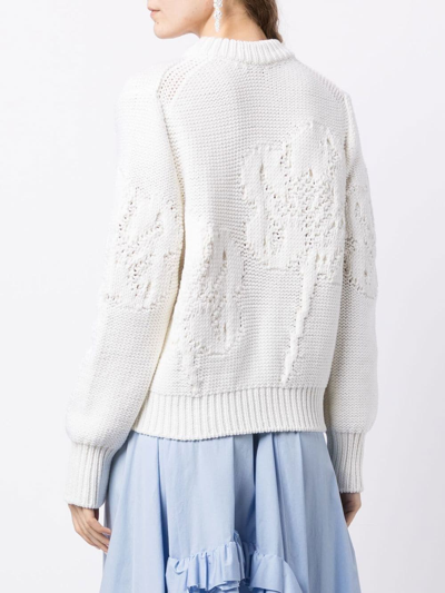 Shop Cecilie Bahnsen Open-knit Virgin Wool Jumper In White