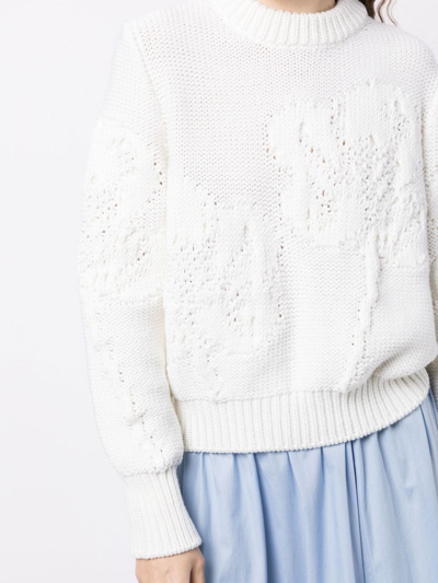 Shop Cecilie Bahnsen Open-knit Virgin Wool Jumper In White