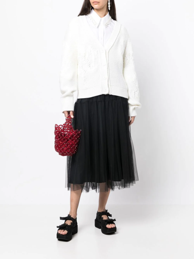 Cecilie Bahnsen V-neck Woollen Cardigan In White