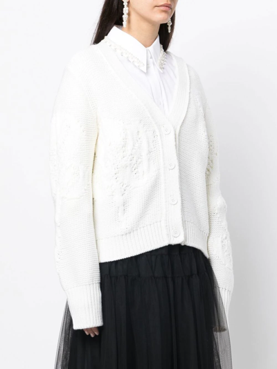 Shop Cecilie Bahnsen V-neck Woollen Cardigan In White