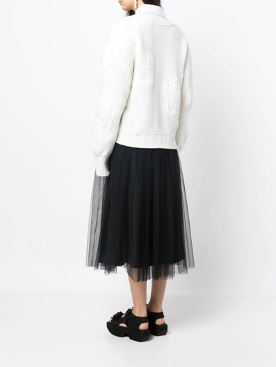 Shop Cecilie Bahnsen V-neck Woollen Cardigan In White