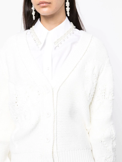 Shop Cecilie Bahnsen V-neck Woollen Cardigan In White