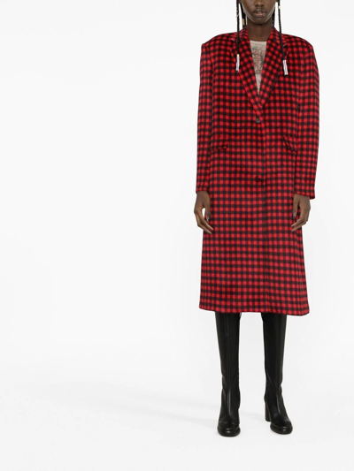Shop N°21 Checked Mid-length Coat In Rot