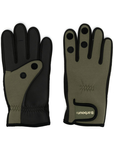 Shop Barbour Logo-thumb Grippy Gloves In Grün