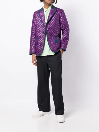 Fumito Ganryu Quilted Single-breasted Blazer In Purple