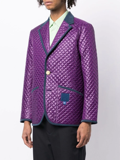 Shop Fumito Ganryu Quilted Single-breasted Blazer In Purple