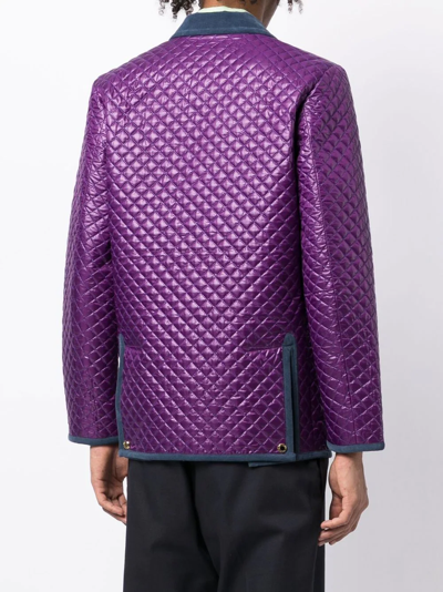 Shop Fumito Ganryu Quilted Single-breasted Blazer In Purple