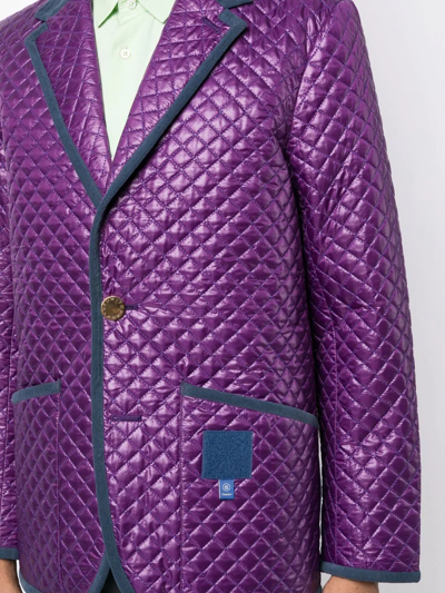 Shop Fumito Ganryu Quilted Single-breasted Blazer In Purple