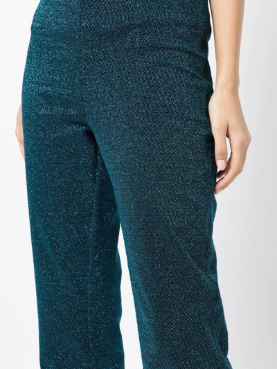 Miharayasuhiro Metallic Flared Trousers In Blue