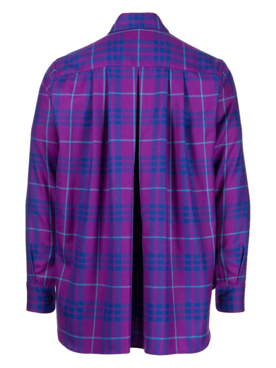 Fumito Ganryu Button-down Check Shirt In Purple