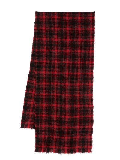 Shop Destin Tartan Wool-cashmere-silk Blend Scarf In Rot