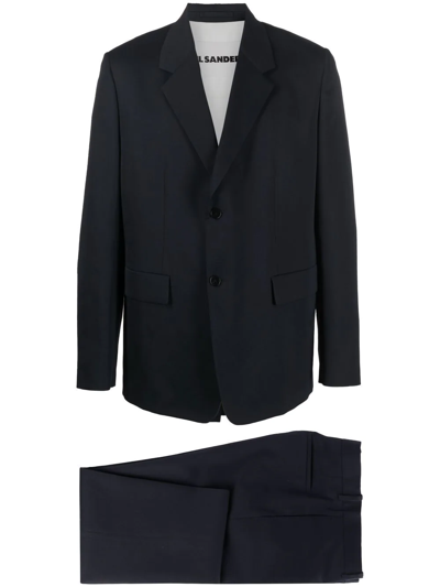 Shop Jil Sander Single-breasted Wool Suit In Blue