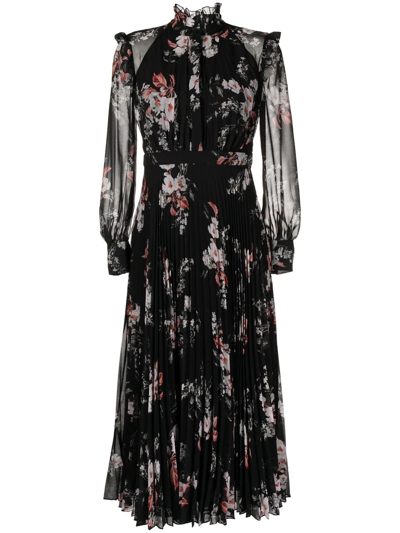 Shop Erdem Narella Floral-print Dress In Black