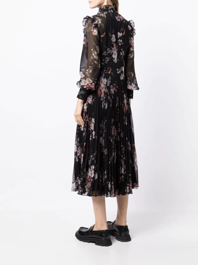 Shop Erdem Narella Floral-print Dress In Black