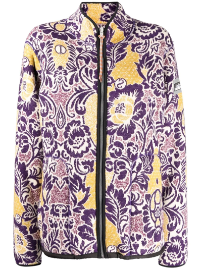 Shop Aries Floral-pattern Zip-up Cardigan In Pink