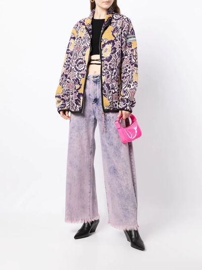 Aries Floral-pattern Zip-up Cardigan In Pink
