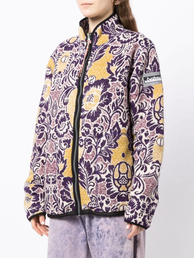 Aries Floral-pattern Zip-up Cardigan In Pink