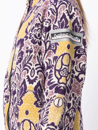 Aries Floral-pattern Zip-up Cardigan In Pink