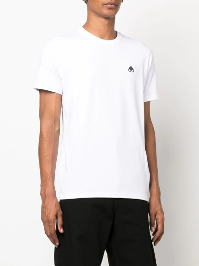Shop Moose Knuckles Crew Neck Cotton T-shirt In Weiss