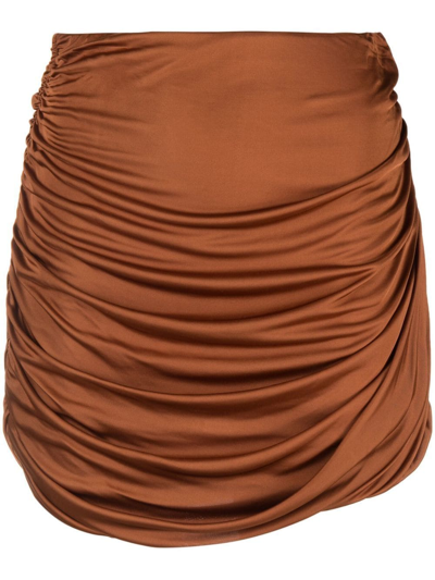Shop Gauge81 Kanda Draped Miniskirt In Brown