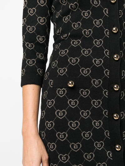 Shop Blugirl Logo-print V-neck Knitted Dress In Schwarz