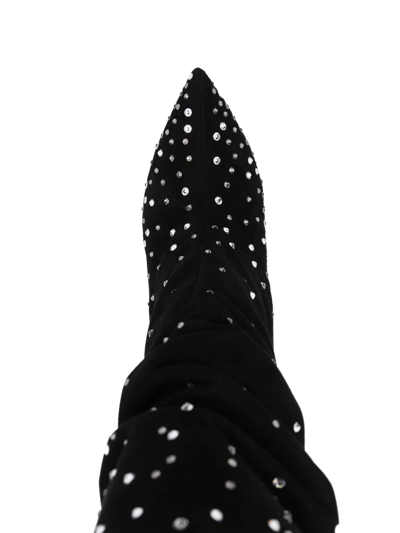 Paris Texas Suede Crystal Holly Stiletto Slpouchy Boot Heel In Schwarz