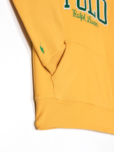 Shop Ralph Lauren Embroidered-logo Pullover Hoodie In Gelb