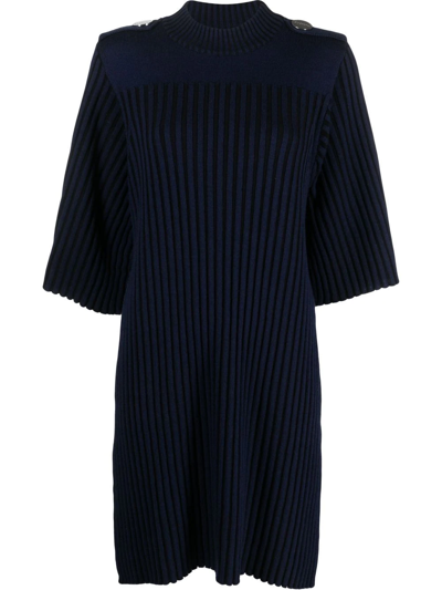 Shop Rodebjer Ribbed Knitted Midi Dress In Blau