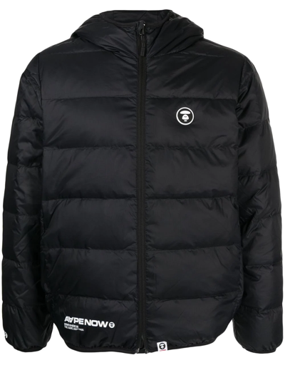 Shop Aape By A Bathing Ape Logo-patch Down Jacket In Schwarz