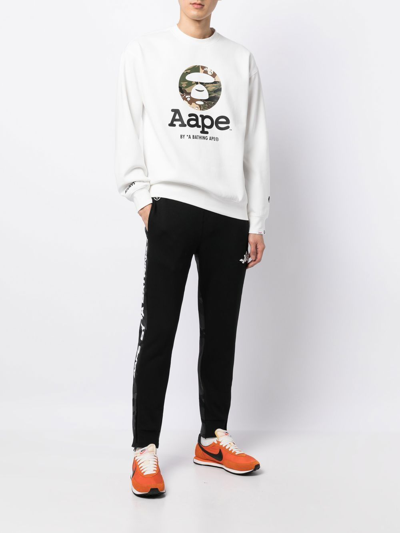 Shop Aape By A Bathing Ape Logo-print Cotton Sweatshirt In Weiss