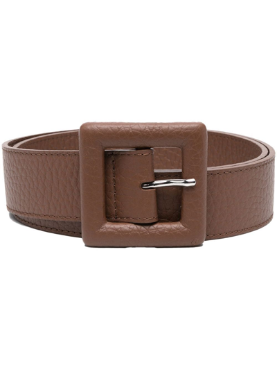 Shop Orciani Large Buckle Belt In Braun