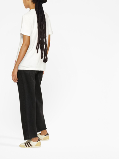 Golden Goose White Crewneck T-shirt With Rhinestone Embellishments On The Collar And Logo Detail On The Rear In Weiss