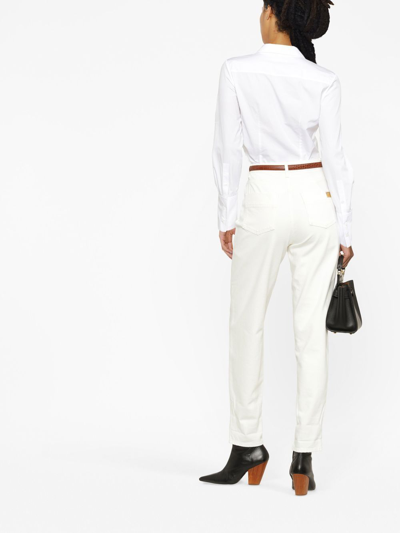 Shop Elisabetta Franchi High-waisted Straight Trousers In Weiss