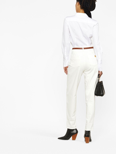 Elisabetta Franchi High-waisted Straight Trousers In Weiss