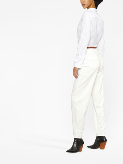 Shop Elisabetta Franchi High-waisted Straight Trousers In Weiss