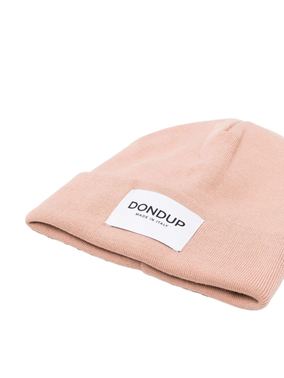 Shop Dondup Logo Patch Beanie In Rosa