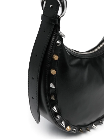 Shop Marine Serre Stud-embellished Shoulder Bag In Schwarz