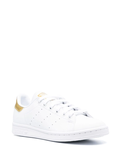Adidas Originals Stan Smith Metallic-trimmed Leather Sneakers In Weiss
