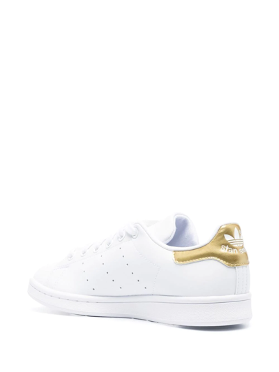 Adidas Originals Stan Smith Metallic-trimmed Leather Sneakers In Weiss